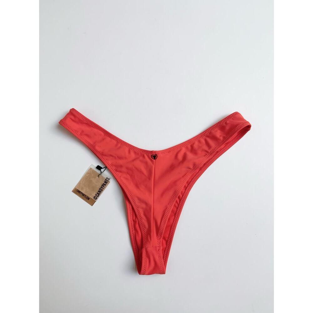 NWT Candy Pants Coral High Hip Thong Bikini Bottoms size Medium - Picture 6 of 10